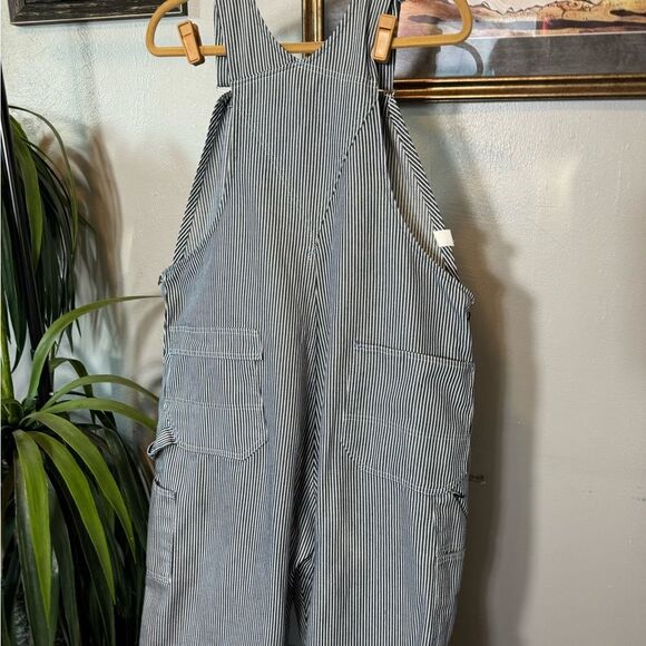 Vintage Toughskins Sears Striped Conductor Overalls Sz 32 x 30 - Picture 7 of 11
